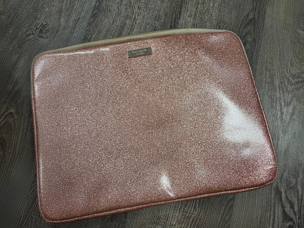 Kate Spade New York Rose Gold Glitter Sleeve for 13” Laptop Padded Zippered